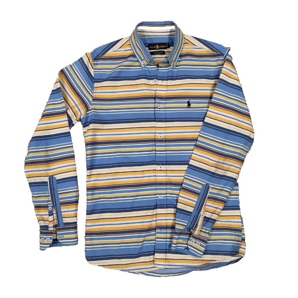 VINTAGE Polo Ralph Lauren Shirt Mens M custom fit 90s Retro Striped Pony